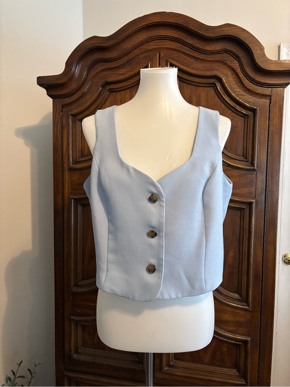 Primark cares button up light blue vest